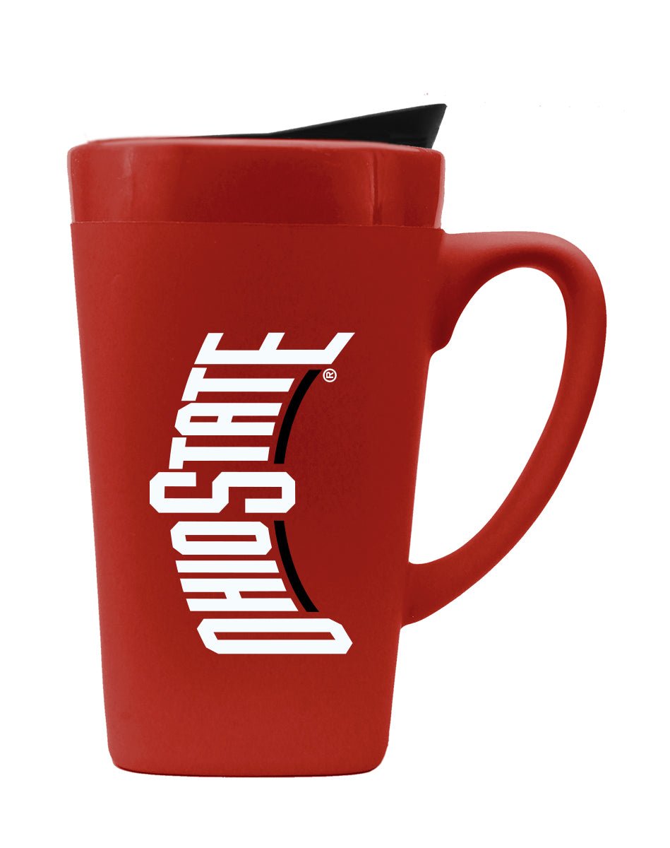 Ohio State 16oz. Soft Touch Ceramic Travel Mug Mascot Name The