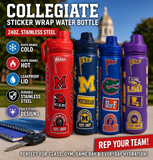 Sticker Style Wrap 24oz. Stainless Steel Collegiate Water Bottle