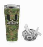 University of Miami 24oz. Stainless Steel Tumbler - Digital Camo Wrap