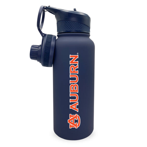 Auburn 34oz. Stainless Steel Bottle with Two Lids - Primary Logo