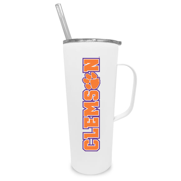 Clemosn 20oz. Stainless Steel Roadie with Handle and Straw - Primary Logo