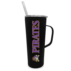 East Carolina 20oz. Stainless Steel Roadie with Handle and Straw - Primary Logo