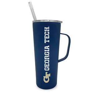 Georgia Tech 20oz. Stainless Steel Roadie with Handle and Straw - Primary Logo