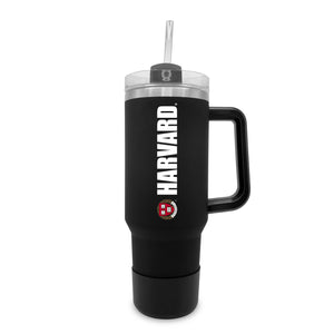 Harvard 40oz. Tumble with Handle and Straw - Primary Logo