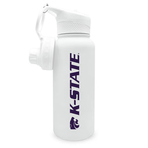 Kansas State 34oz. Stainless Steel Bottle with Two Lids - Primary Logo