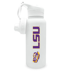 Louisiana State University 34oz. Stainless Steel Bottle with Two Lids - Primary Logo