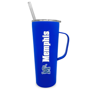 Memphis 20oz. Stainless Steel Roadie with Handle and Straw - Primary Logo