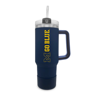 Michigan 40oz. Tumble with Handle and Straw - Primary Logo