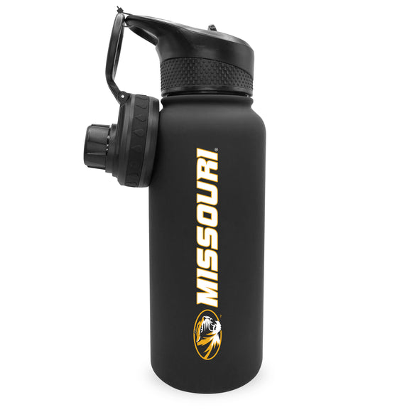 Missouri 34oz. Stainless Steel Bottle with Two Lids - Primary Logo