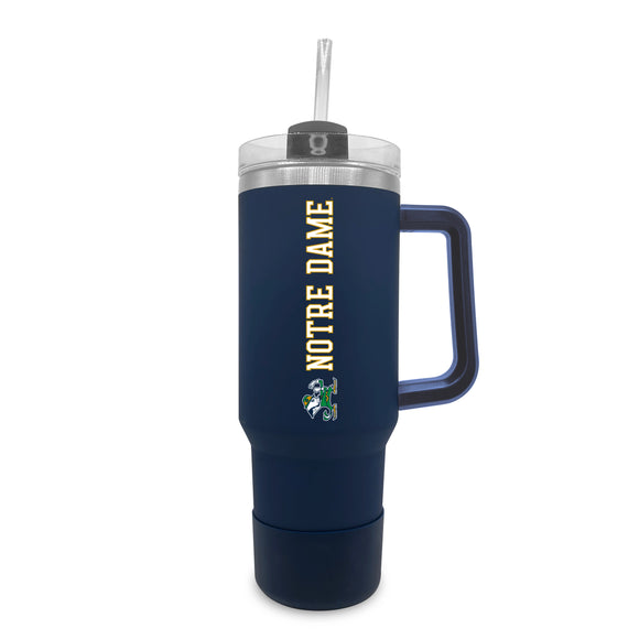 Notre Dame 40oz. Tumble with Handle and Straw - Primary Logo