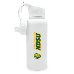 North Dakota State 34oz. Stainless Steel Bottle with Two Lids - Primary Logo