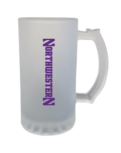 Northwestern 16oz. Frosted Glass Mug - Primary Logo