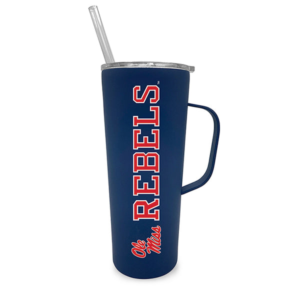 Mississippi 20oz. Stainless Steel Roadie with Handle and Straw - Primary Logo