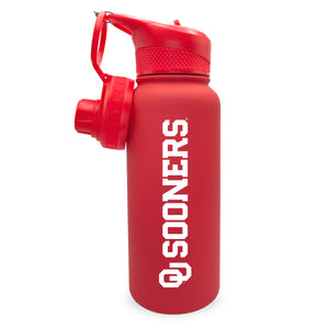 Oklahoma 34oz. Stainless Steel Bottle with Two Lids - Primary Logo
