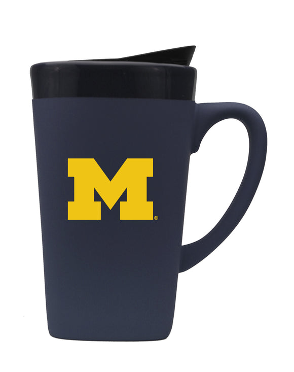 University of Michigan 16oz. Soft Touch Ceramic Travel Mug - Primary Logo