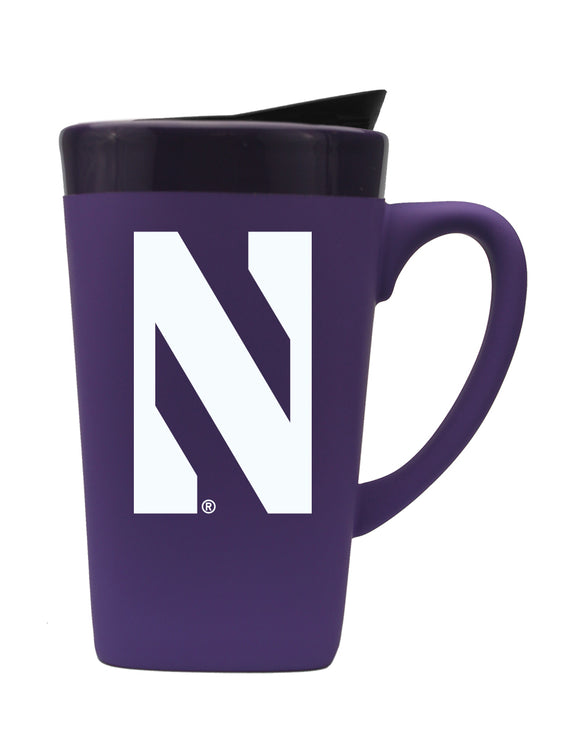 Northwestern  16oz. Soft Touch Ceramic Travel Mug - Primary Logo