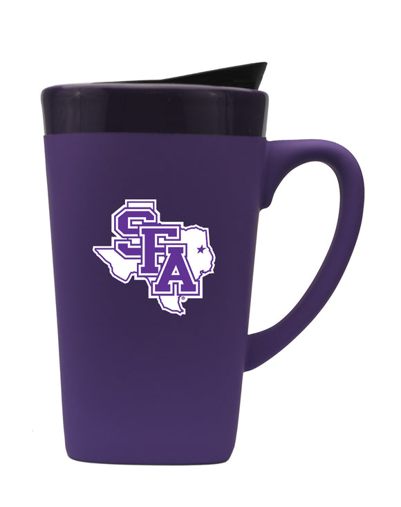 Stephen F. Austin 16oz. Soft Touch Ceramic Travel Mug - Primary Logo