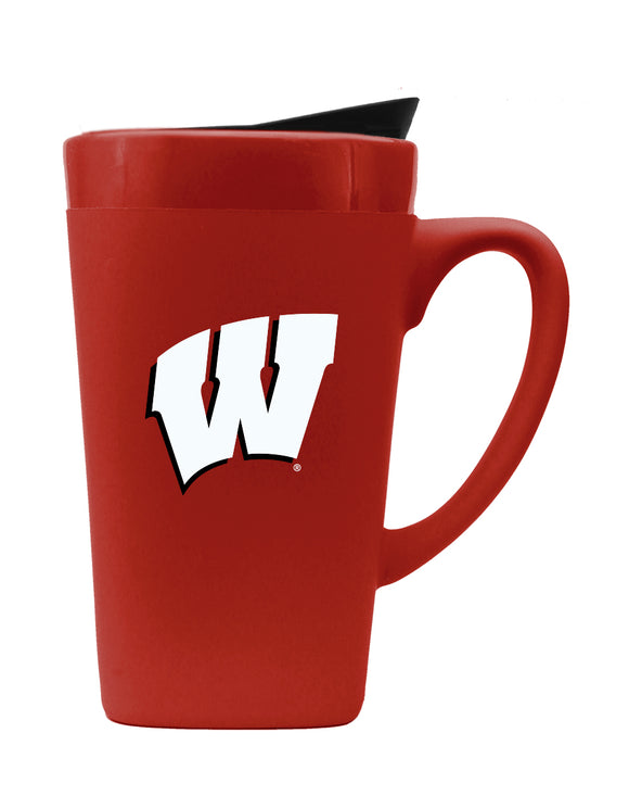 University of Wisconsin 16oz. Soft Touch Ceramic Travel Mug - Primary Logo