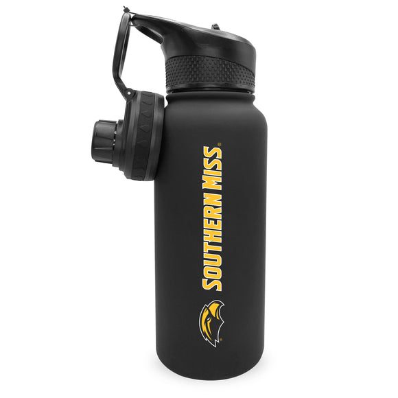 Southern Mississippi 34oz. Stainless Steel Bottle with Two Lids - Primary Logo
