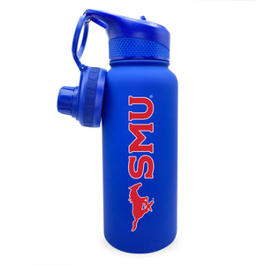 Southern Methodist 34oz. Stainless Steel Bottle with Two Lids - Primary Logo