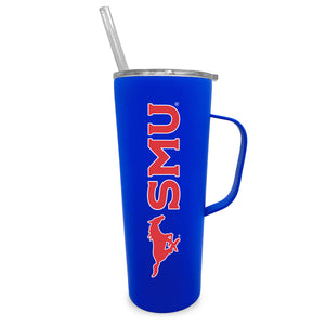 Southern Methodist 20oz. Stainless Steel Roadie with Handle and Straw - Primary Logo