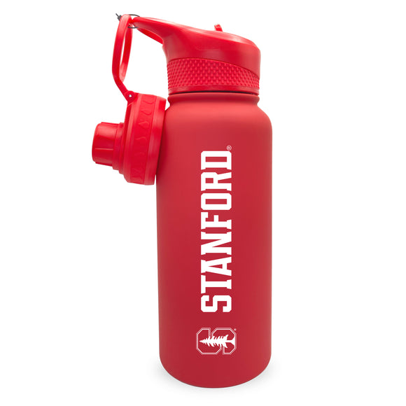 Stanford 34oz. Stainless Steel Bottle with Two Lids - Primary Logo