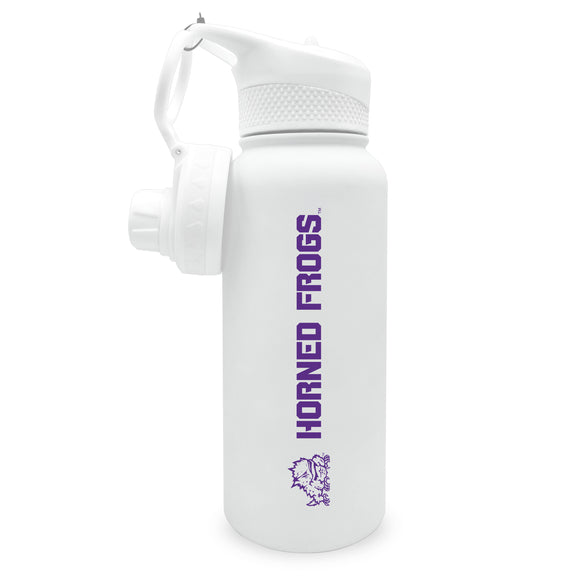 Texas Christian University 34oz. Stainless Steel Bottle with Two Lids - Primary Logo