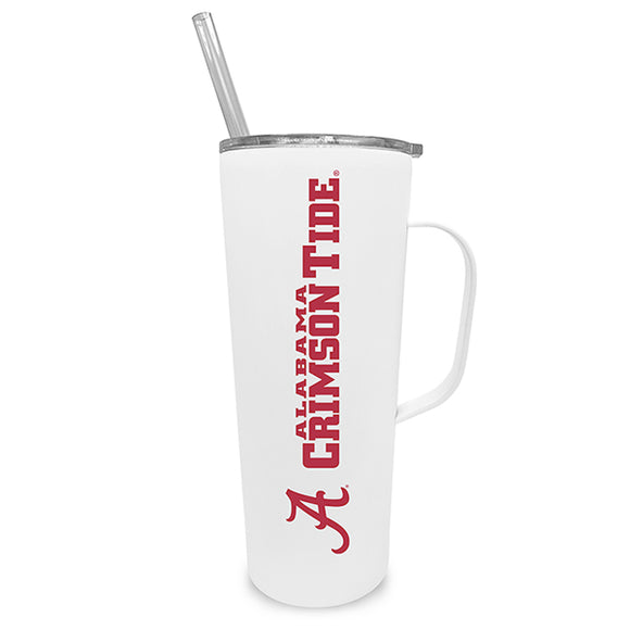 Alabama 20oz. Stainless Steel Roadie with Handle and Straw - Primary Logo