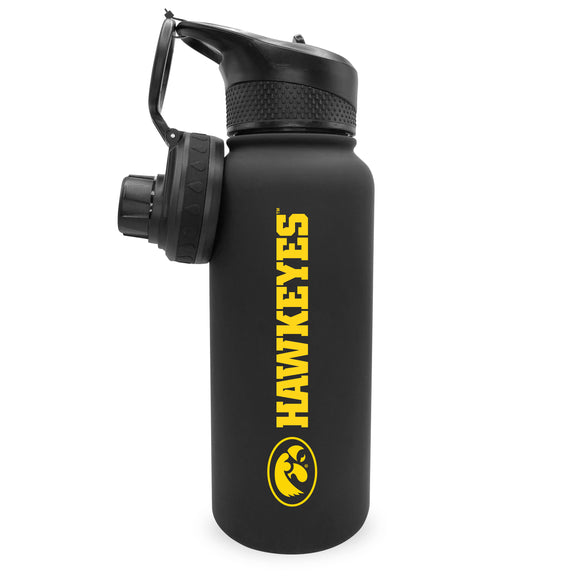 Iowa 34oz. Stainless Steel Bottle with Two Lids - Primary Logo