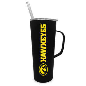 Iowa 20oz. Stainless Steel Roadie with Handle and Straw - Primary Logo