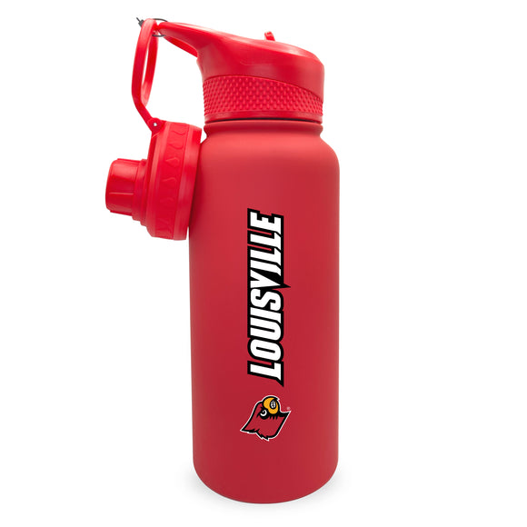 Louisville 34oz. Stainless Steel Bottle with Two Lids - Primary Logo
