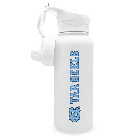North Carolina 34oz. Stainless Steel Bottle with Two Lids - Primary Logo