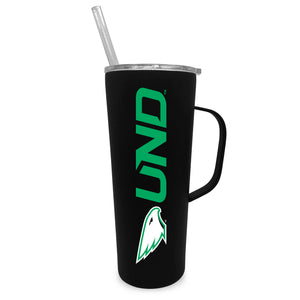 North Dakota 20oz. Stainless Steel Roadie with Handle and Straw - Primary Logo