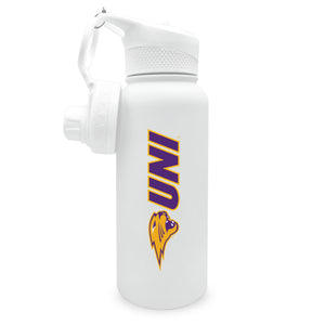 Northern Iowa 34oz. Stainless Steel Bottle with Two Lids - Primary Logo
