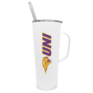 Northern Iowa 20oz. Stainless Steel Roadie with Handle and Straw - Primary Logo