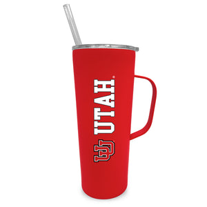 Utah 20oz. Stainless Steel Roadie with Handle and Straw - Primary Logo