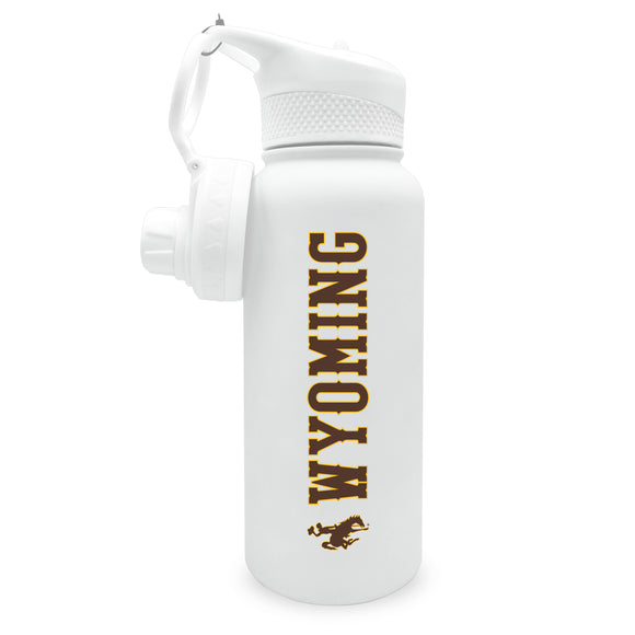 Wyoming 34oz. Stainless Steel Bottle with Two Lids - Primary Logo