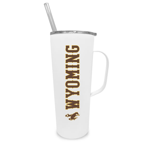 Wyoming 20oz. Stainless Steel Roadie with Handle and Straw - Primary Logo