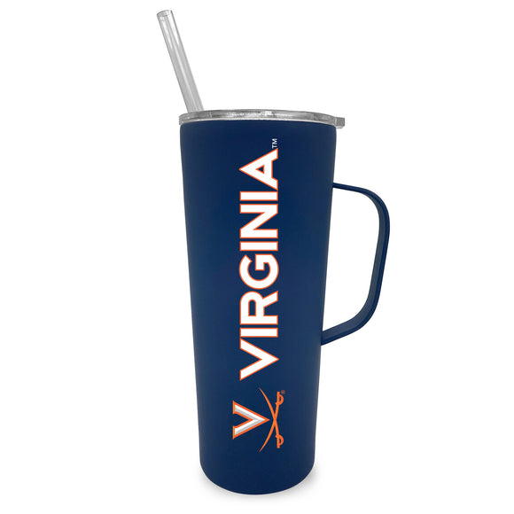 Virginia 20oz. Stainless Steel Roadie with Handle and Straw - Primary Logo