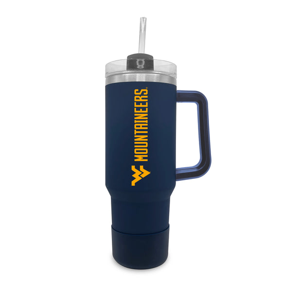 West Virginia 40oz. Tumble with Handle and Straw - Primary Logo